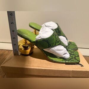 JW PEI Naomi snakeskin sandals in green size 9